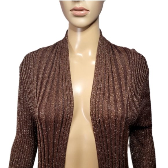 Shiny Brown Red Coral Cardigan - Size  L - Picture 3 of 6